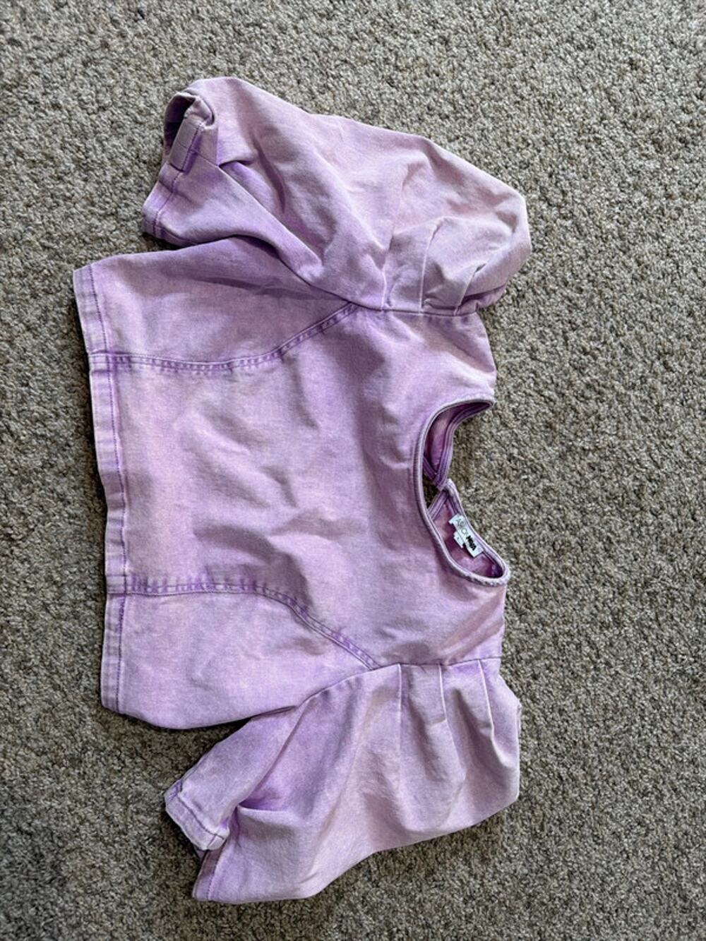 3 for $9 Fashion, nova, pink denim puff sleeve crop top L 3150